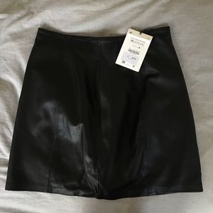 Zara black leather capsule collection mini skirt